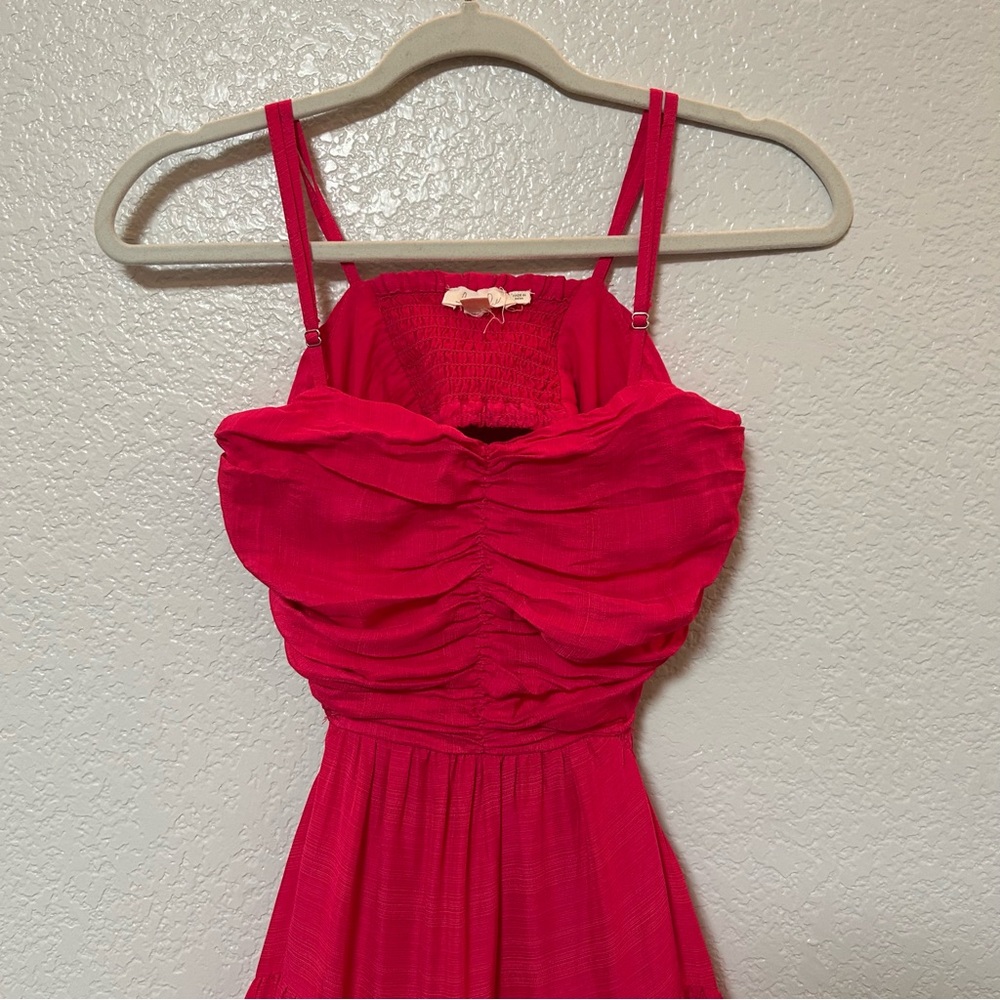 Anthropologie Let Me Be Cutout Tiered Maxi Dress Hot Pink XSP - Picture 5 of 16